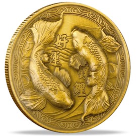Strugglejewelry Koi Fish Golden Lucky Coin - Chinese New Year Gift for Prosperity and Good Fortune - Lottery Tickets Scratcher Tool