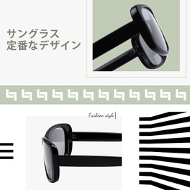 LVIOE Women's Sunglasses, Rectangular Sunglasses, 90s Vintage Fashion, Narrow Square Frame, UV400 Protection, Lightweight, Polarized, For Driving, Black