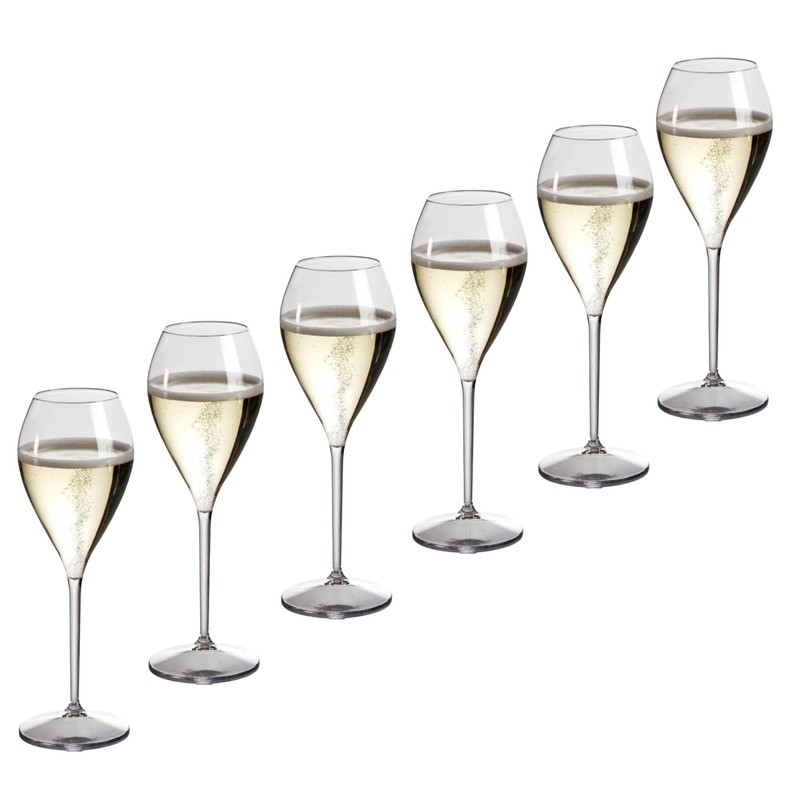 AIOS Set of 6 Unbreakable Triam BPA Free Champagne Flutes.