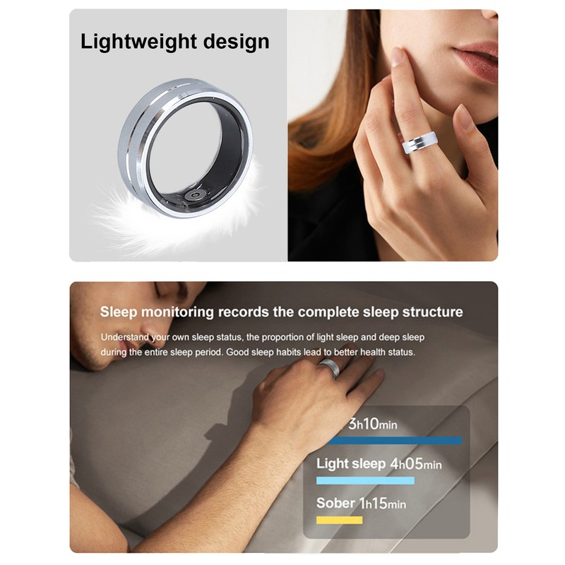Smart Ring Fashionable Elegant Lightweight IP68 Waterproof Pedometer Wearable Sleep