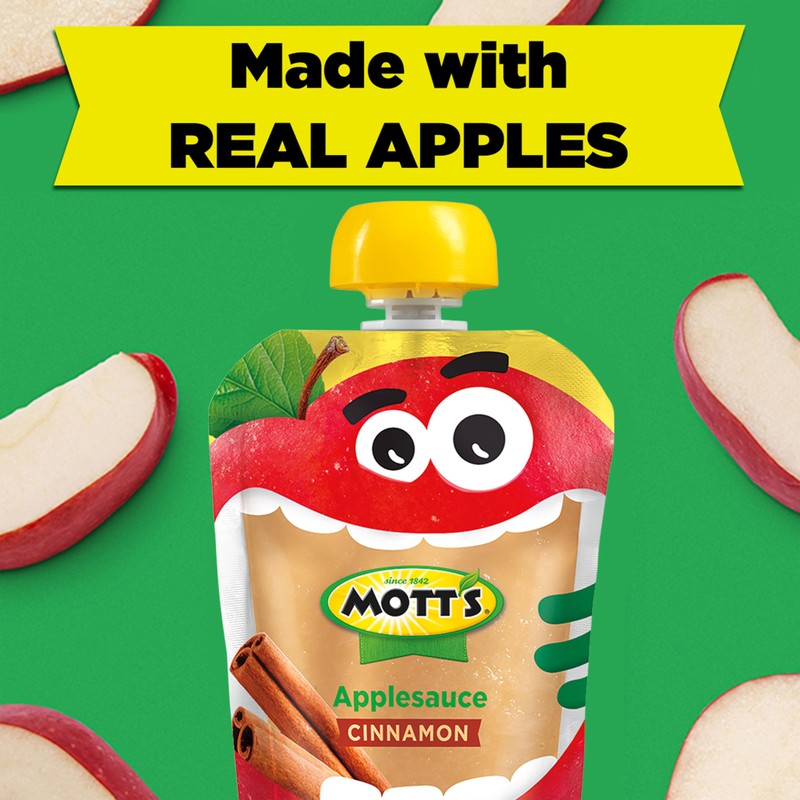 Mott's Cinnamon Applesauce, 3.2 oz clear pouches, 20 pack