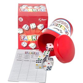Regal Games - Farkle Dice Game - Fun Family-Friendly Dice Game - Includes Storage Cup with Lid, Six Dice, 25 Scorecards - Ideal for 2-4 Players Ages 12+