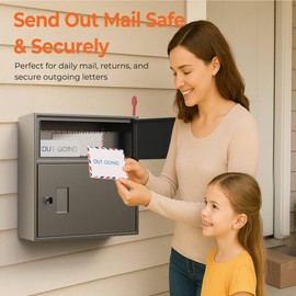 WeHere Wall-Mount Mailbox for Outside, Galvanized Steel Rust-Proof Mailboxes, Large Letter Drop Box, Postbox for House Porc, Front Door, Fence