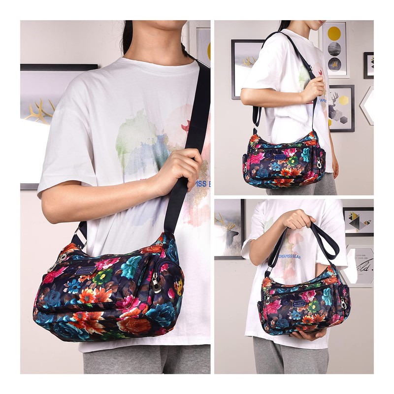NOTAG Women's Shoulder Bag, Lightweight, Multi-Pocket, Casual Waterproof Nylon Messenger