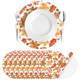 FYSUIMU 50Pcs Fall Leaves Paper Placemats Autumn Maple Leaf Dinner Mats Disposable Table Mats for Thanksgiving Harvest Party Table Setting