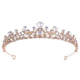Crystal Wedding Princess Headband Pageant Crown, Bridal Hair Jewelry for Women and Girls Birthday Party Wedding (golden)
