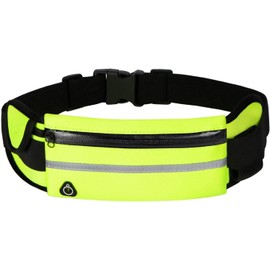 Running Belt Waist Pack with Water Bottle Holder, Adjustable Strap, Reflective Strip, Phone Storage Pocket, Neon Green