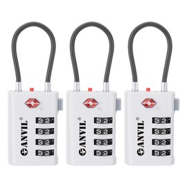ANVIL 4 Digit Luggage Locks, TSA Locks for Luggage, Advanced TSA008 core, Alert Indicator for Your Travel Lock, Suitcase Lock. (3, White)
