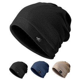 HiRui Beanie Hats for Men and Women, Warm Winter Hats Daily Slouchy Skull Caps Helmet Liner (Black (Pack of 1))