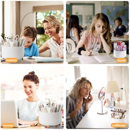 Haphome Haphome Schreibtisch Organizer Stiftehalter Drehbar Kinder - 360° Rotierende Stiftehalter Schreibtisch Organizer mit 5 Fächern Für Büro Schule Bleistift und Andere Schreibwaren Aufbewahrung