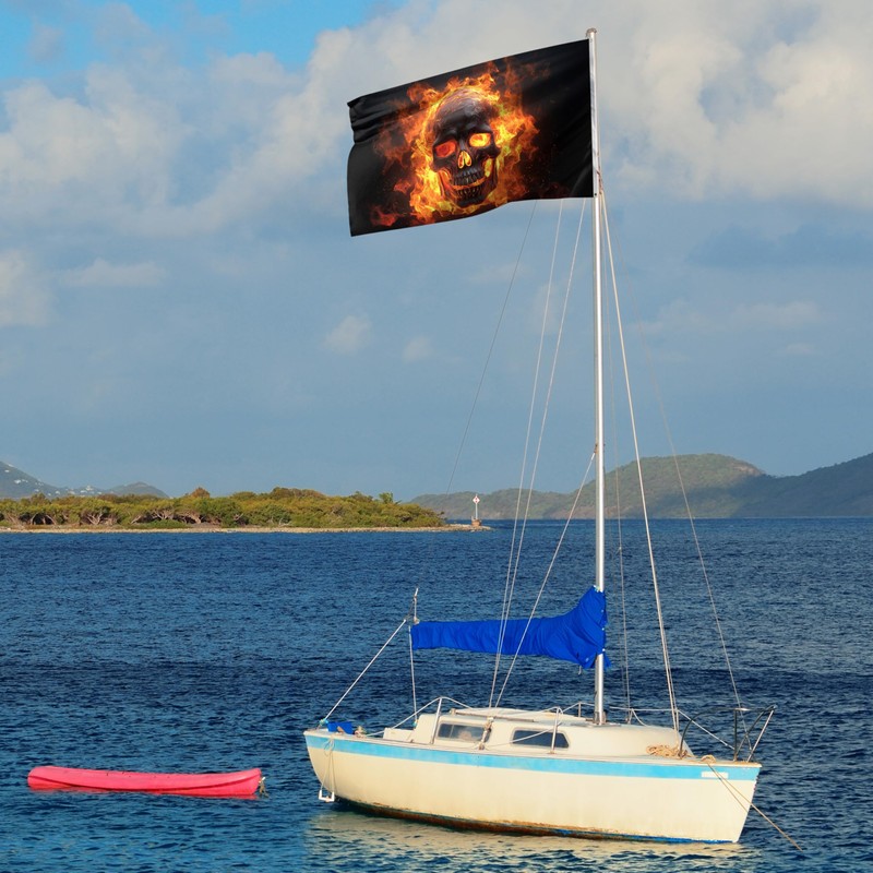 Pirate Flag 90 x 150 cm with Eyelets - Large