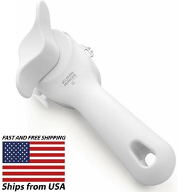 KUHN RIKON Slim Safety Smooth Touch Can Opener, Lidlifter No Sharp Edges - White