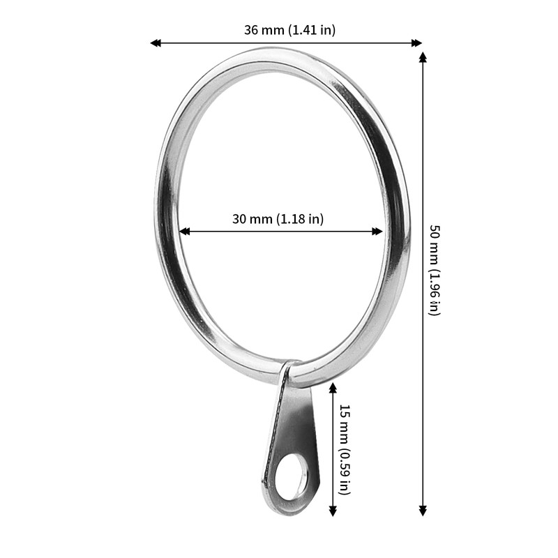 JAPCHET 50 Pack 30mm Silver Metal Curtain Rings, Curtain Pole