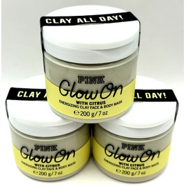 Victoria's Secret NEW 3 VICTORIA'S SECRET GLOW ON WITH CITRUS ENERGIZING CLAY FACE BODY MASK 7 OZ