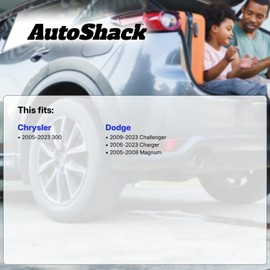 AutoShack Rear Drilled & Slotted Brake Rotors Ceramic Brake Pads | Replacement for Dodge Challenger Magnum 2006-2016 Charger 2005-2023 Chrysler 300 | Black E-Coated | 6-PC Brake Kit | NightGuard