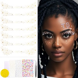 11Sheets Glitter Freckles Face Tattoo - Gold Sparkle Freckles Face Glitter, Cute Makeup Patches, Makeup Accessories for Women (TS)