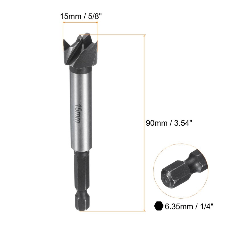 HARFINGTON Forstner Drill Bit 5/8"(15mm) Carbon Steel Multi-Tooth Flat Wing