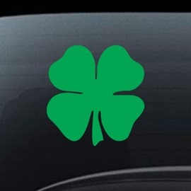 Shamrock 4 Leaf Clover Vinyl Decal Sticker for Cars Trucks Windows Bumpers Walls Laptops Skins - 5.5 Inches at Largest Point - Green with No Background - KCD3283