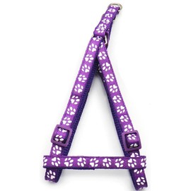 Doggie Style Store Small Dog Puppy Pet Cat Kitten Harness Pawprint Design Nylon Adjustable Purple