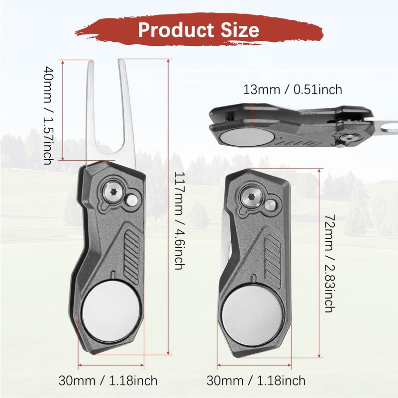 TIXIPEM Golf Divot Repair Tool- Switch Foldable Divot Tool with