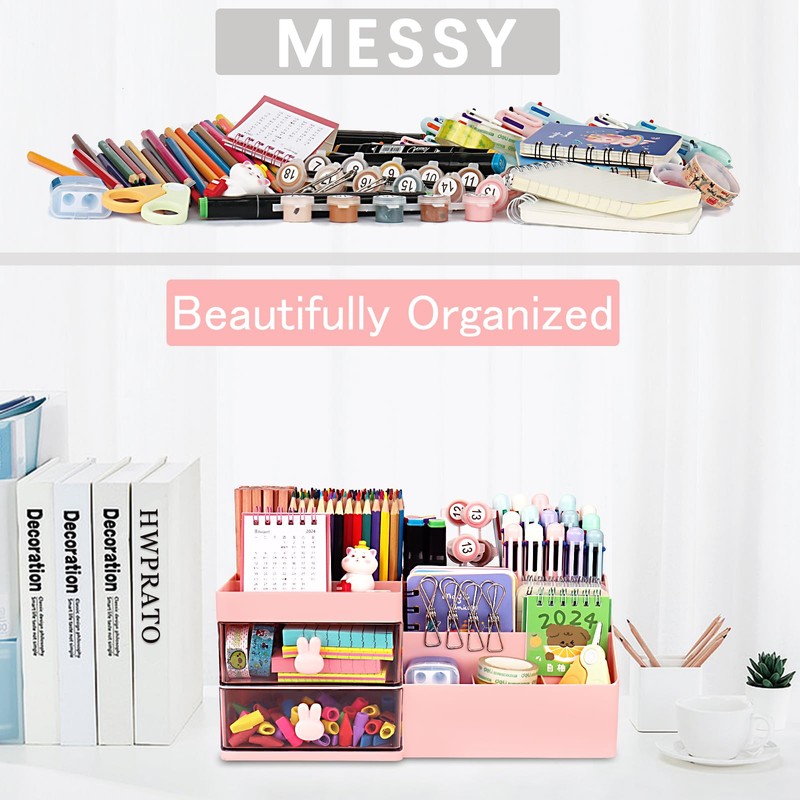 HWPRATO Mini Drawer Organizers Accessories with Compartments and Drawers, Plastic