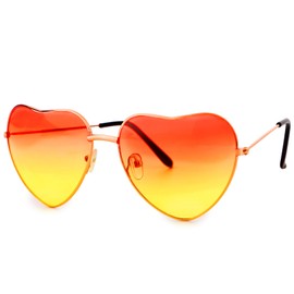 MEJOSER Heart Glasses Orange Heart Glasses Aperol Hippie Party Glasses 70s 80s Accessories Women Men for Carnival JGA Summer Birthday 70s 80s Gift