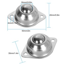 16 PCS 5/8 Inch Roller Ball Transfer Bearing, Flange Mounted Carbon Steel Round Ball Transfer Unit, Universal Rotation Ball Casters for Conveyor, Roller Stand, Transmission, Load Capacity 33 lbs