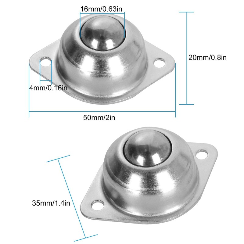 16 PCS 5/8 Inch Roller Ball Transfer Bearing, Flange Mounted