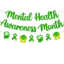 Mental Health Awareness Month Banner May Mental Health Month Decorations Faith Hope Love Strength Inspiring Theme Bulletin Board Décor Glitter Green Mental Health Month Party Supplies