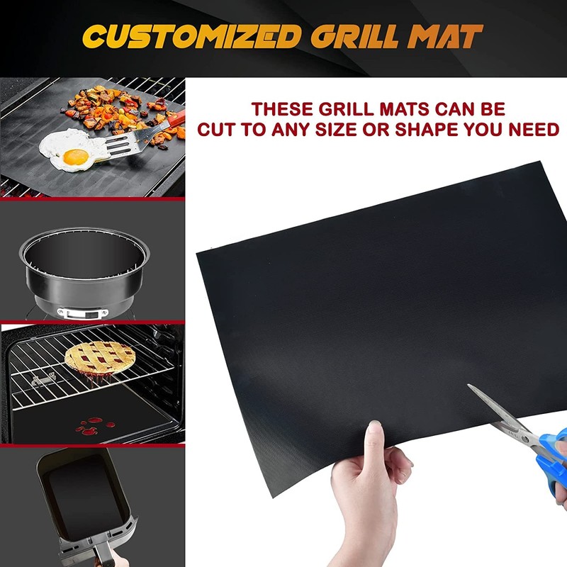 BBQ Grill Mat Set of 6+1, Reusable Non-Stick BBQ Mat,