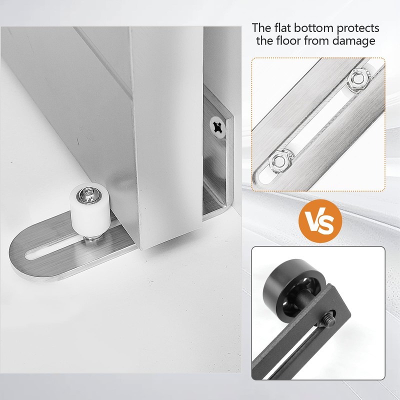 Kinmade Barn Door Bottom Floor Guide Brushed Nickel,Flush Bottom Design,Adjustable