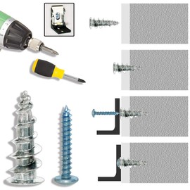 Ansoon Self-Drilling Hollow Metal Stud Wall Anchors with Screw Kit for drywall heavy duty, All 62 Pieces-25 Heavy Duty Wall Anchor, 25 Tapping Mount Screws, 6 D Ring Picture Hangers, 6 Hanging Hooks
