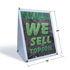 We Sell Topsoil Sidewalk Sign 18 Inch x 24 Inch A-Frame Images On Both Sides | Garden Supplies, Home Improvement, Clear Messaging | Made in USA
