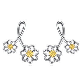 AXELUNA Daisy Earrings Stud Sterling Silver Daisy Jewelry Gift for Women Girls