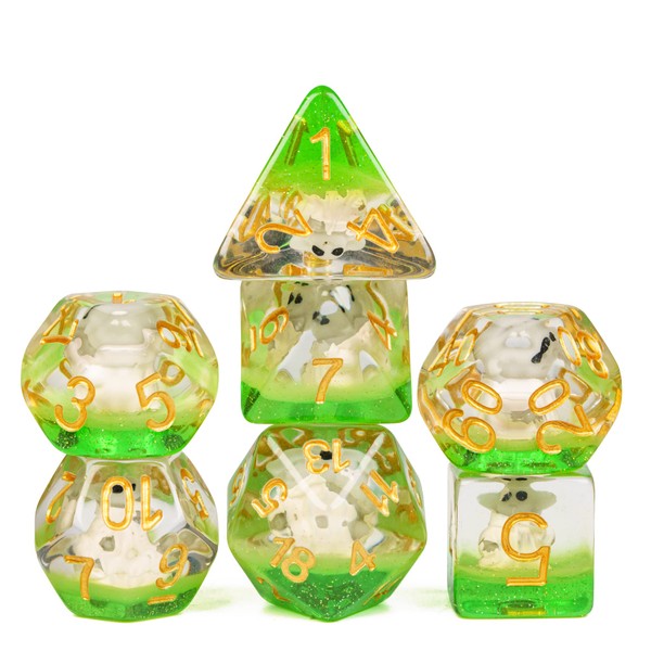 Cusdie 7-Die DND Dice, Polyhedral Dice Set Filled with Animal,
