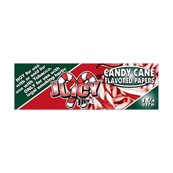12 Packs Juicy Jay's Candy Cane 1 ¼ Size Rolling Paper + Beamer Smoke Sticker