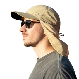 TOP-EX XL/XXL Waterproof Baseball Cap Men with Neck Flap UV Protection Sun Hats Women, Foldable Summer Hats Safari Hiking Outdoor Hat Breathable Adjustable, 94602_Khaki