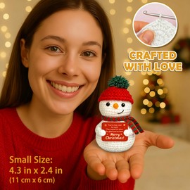 Krinisou Crochet Snowman Decor, Merry Christmas Stocking Stuffers for Women Men, Holiday Secret Santa Gifts for Coworker, Small Cute Christmas Desk Table Decorations