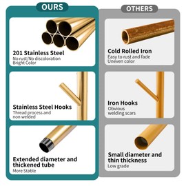 OIRUMIE Coat Rack with Natural Marble Base, Solid Stainless Steel Coat Racks Freestanding, Coat Rack Stand with 8 Hooks, Coat Tree Hats Hanger for Entryway, Hallway (Golden)