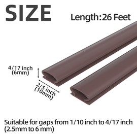 ESUFEIR 26Feet Door Weather Stripping Door Seal Strip,Self-Adhesive Rubber Door Insulation Weather Strip for Window and Door Soundproofing D Shape,Weatherstripping for Door Frame Gap Blocker (Brown)