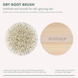 EcoTools, Dry Body Brush, Cepillo Ecológico para Exfoliar, Cepillos Corporales Exfoliantes, Piel Suave, Modelo 7425