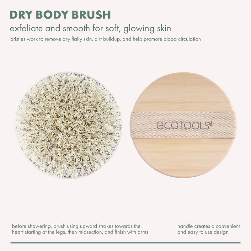 EcoTools, Dry Body Brush, Cepillo Ecológico para Exfoliar, Cepillos Corporales
