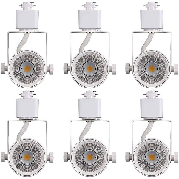 CLOUDY BAY 8W 3000K Warm White Dimmable LED Track Light Head,CRI90+ True Color Rendering Adjustable Tilt Angle Track Lighting Fixture,40° Angle for Accent Retail,White Finish,Halo Type- Pack of 6