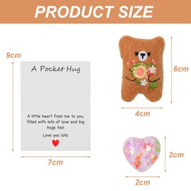 Pocket Hug - A Little Pocket Bear Hug, Worry Bear, Heart Pocket Hug For First Day Of School, Get Well Soon Teddy, Thinking Of You Gifts Cheer Up Gifts For Women Friends Family Graduation Birthday