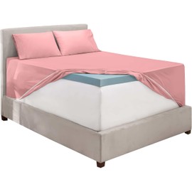 Hearth & Harbor Extra Deep Pocket Queen Size Sheets - 4 Piece Hotel Luxury Queen Size Sheet Set Fits Up to 24" Mattress - Ultra Soft Luxury Bed Sheet Set - Queen, Pink Clay