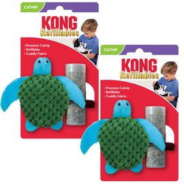 KONG Refillables Catnip Toys, Assorted 2-Pack – Plush Cat Toys with Refillable Catnip Pouch & Premium North American Catnip (Turtle 2 Pack)