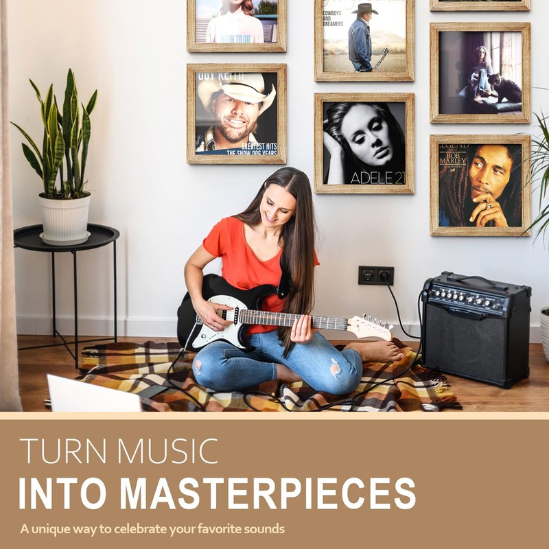 Emfogo Vinyl Record Frame Wall Front Opening, 3-Pack Album Frames