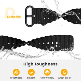 NotoCity for Garmin Fenix 6 pro Strap,22mm Quick Fit Strap for Garmin Fenix 5/6/7/5Plus,Ocean Wave Silicon Strap for Garmin Forerunner 935/945/955/Instinct/Instinct 2 Black