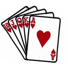 Card Poker Royal Flush Sew-On Iron-On Patch Iron-On Patch Iron-On Patch 9.5 x 8.5 cm