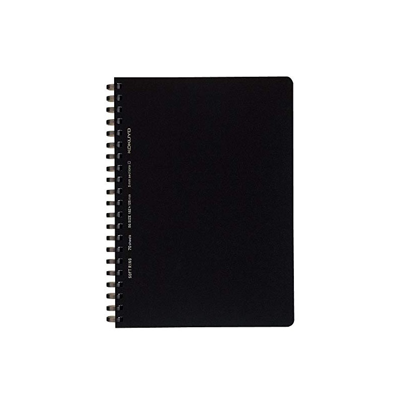 Kokuyo Soft Ring Notebook, B6, 70 Sheets, Black, SV447S5-D (Bulk